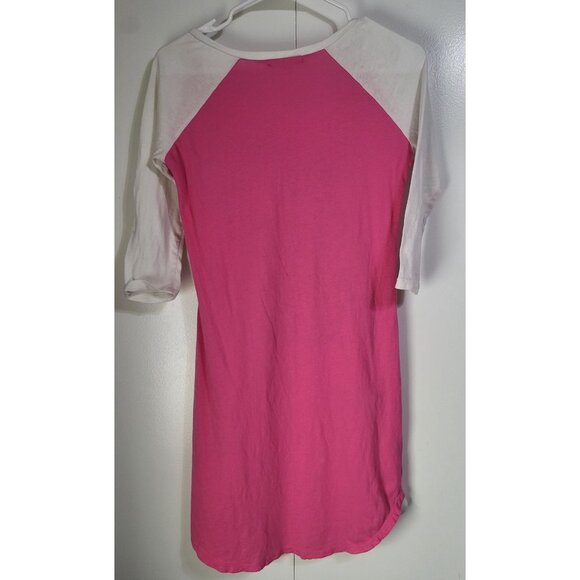 Y2K Hi Low Hem Graphic Print Shirt Raglan Cheetah Leopard Pink Grunge Skater MED - Picture 2 of 10